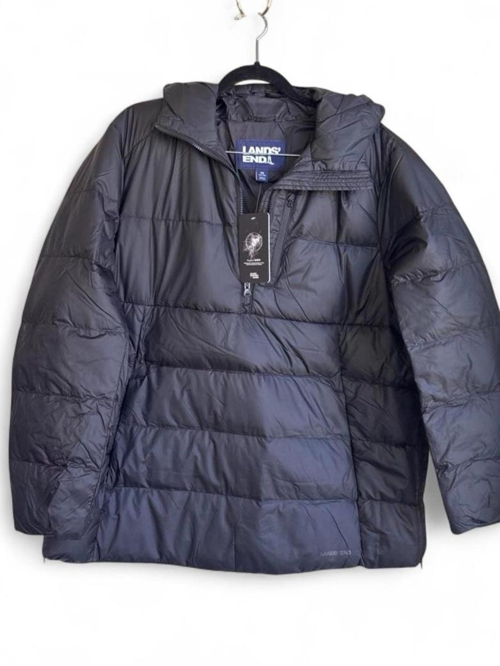 NWT Lands' End Black Quilted Puffer Jacket